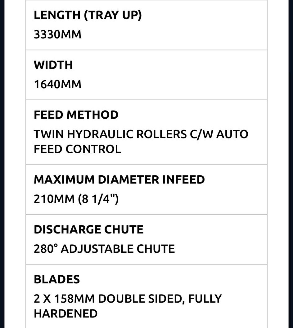 Timberwolf TW 280TDHB Wood Chipper Spec Sheet For Hire